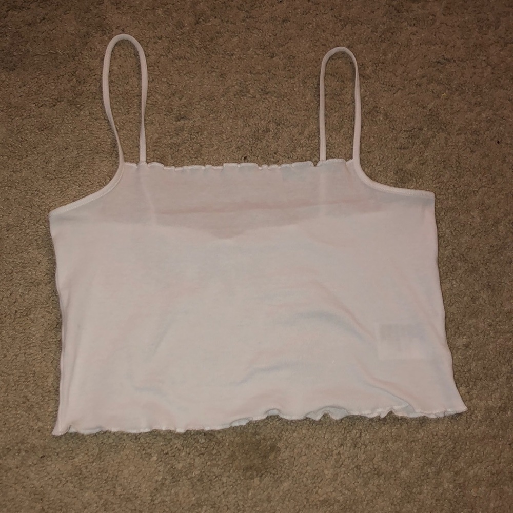 White Ruffle Tank Top